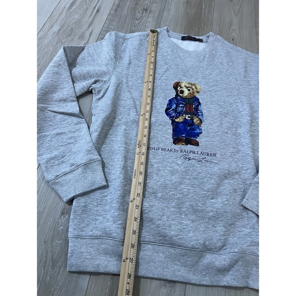 Polo Bear Ralph Lauren Sweatshirt  M Crewneck Sweater Sweatshirt Grey - Picture 3 of 6